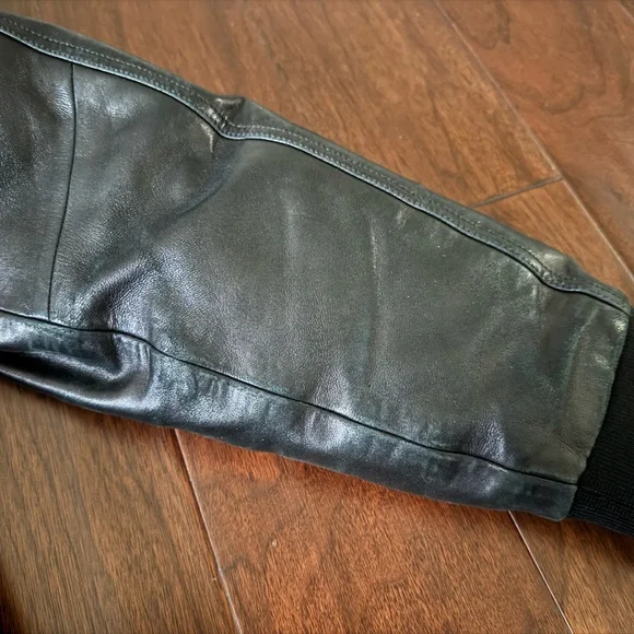 Mackage Down Bomber Jacket with Leather Sleeve - Picture 7 of 7